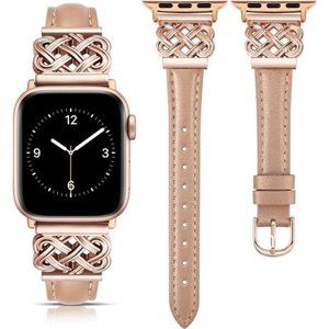 NEW Rose Gold Leather Slim Apple Watch Band